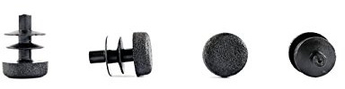 Round Ribbed Black Plastic Insert Plugs end caps (10mm-See Second Image for Dimensions, Pack of 36) Made in Germany.