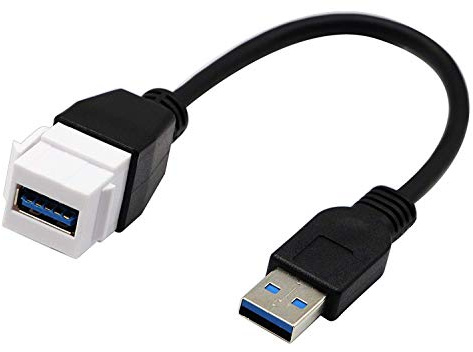 Haokiang USB 3.0 Keystone Jack Inserts Kabel, USB 3.0 A Buchse auf USB A 3.0 Stecker Keystone Einsatz Wandplatte Outlet Panel Adapter Anschlusskabel – 20 cm