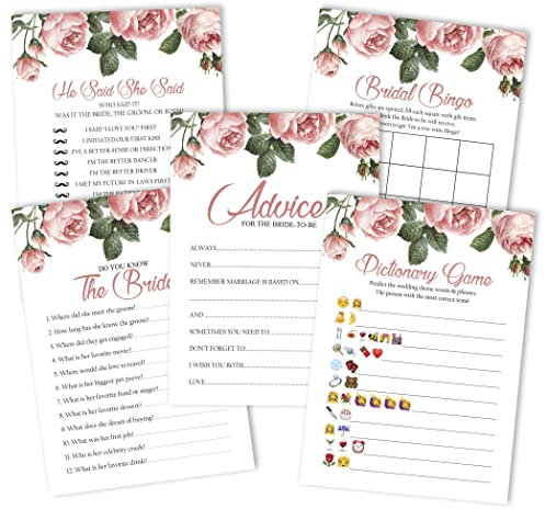 Inkdotpot Blumen Thema Junggesellinnenparty Spiele 5Er-Einstellen (Aktivitäten Für 50 Gäste) Spaß Brautdusche Spiele Einstellen Bündeln