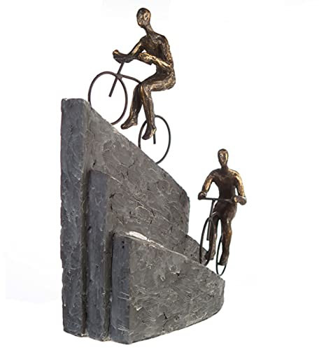 Casablanca Deko Skulptur Figur - Dekofigur Fahrrad Motiv Rennrad Mountainbike aus Metall Poly - Dekoration Wohnzimmer Geschenk Geburtstagsgeschenk - Farbe: Schwarz Silber - Höhe 33 cm