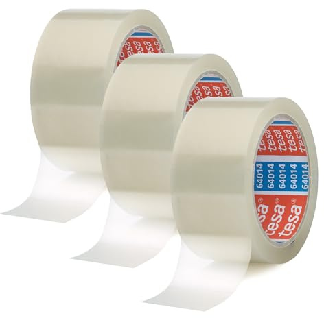 tesa tesapack 64014 - Geräuscharmes 66 m Paketklebeband zum Verpacken von Paketen und Versandschachteln - transparent - (3 Rollen, Single)