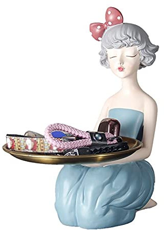 MESURE Vaciabolsillos Recibidor,Bandeja Vaciabolsillos,Plato de Almacenamiento de la Resina, Llaves de joyería,Caja de Almacenamiento, Soporte para Pendientes de Relojes móviles (Color : Blue)