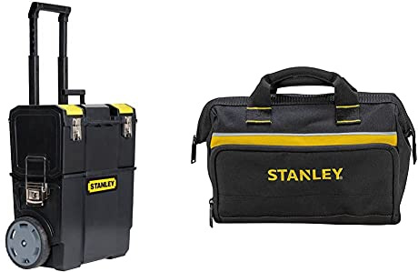 STANLEY 2 in 1 Rolling Toolbox with Pull Handle, Detachable Toolbox, Portable Tote Tray for Tools and Small Parts, 1-70-327 & 1-93-330 Toolbag, 12