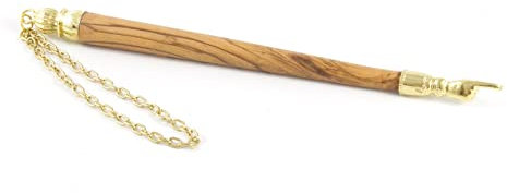 Meir Cohen Oilve Wood Yad Torah Scroll Pointer, 19,5 cm, goldfarben