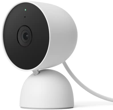 Google Nest Cam (Indoor, mit Kabel) Überwachungskamera für zu Hause - Intelligente Überwachungskamera, Schnee, GJQ9T, Snow, 1 Stück (1er Pack)