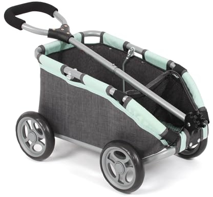 Bayer Chic 2000 - Skipper Pull Cart - Carro de Mano pequeño para Peluches, muñecas y Juguetes, Gris Oscuro, Antracita Melange, Menta, 660-67