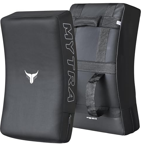 Mytra Fusion schlagpolster MMA Muay Thai Kick Pads Gebogene Kampfsport Karate pratzen Kickboxen pratze (Black)
