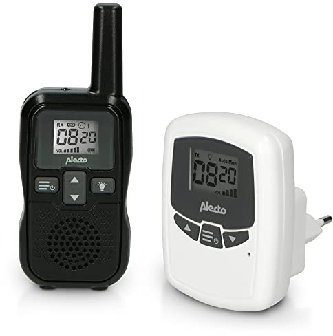 Alecto DBX80BK - Baby monitor - Baby monitor con portata di 3 km - Ricaricabile e con funzione VOX - Nero/Bianco
