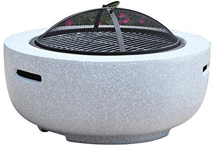 Samnuerly Fire Pits for Garden,Wood Burning, with Grill and Lid, Cast Iron BBQ Fire Bowl Cover 60Cm Camping Spark Guard Outdoor Firepit