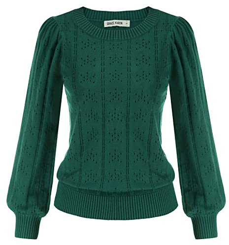 GRACE KARIN Crew Neck Jumpers for Women UK Autumn Winter Daily Knitwear