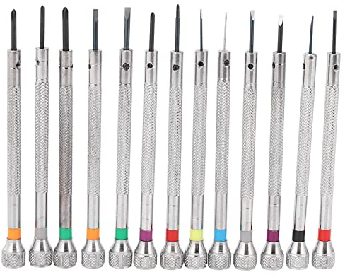 Dasertoe de 13 destornilladores para relojeros, de 0,6 mm a 2,0 mm, de hoja , ranurados, para relojeros
