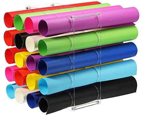 sourcing map Vinyl Rolle Lagerung Rack Acryl Vinyl Rolle Halter für Bis zu 20-Löcher Vinyl Organization für Bastelzimmer Geschenk Verpackung Rolle Vinyl Lagerung Veranstalter Klar