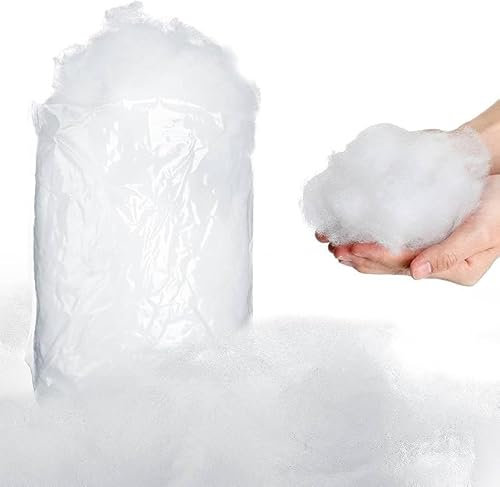 Alquera Neige Cotonée en Polyester. Rembourrage en Fibre de Polyester. Neige Artificielle. (300g - 1m²)