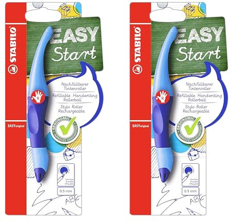 STABILO Ergonomischer Tintenroller EASYoriginal - Rechtshänder - Dunkelblau/Hellblau - 2 Stück