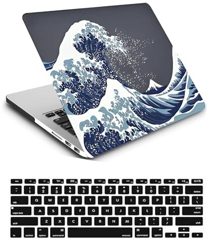 Hülle Case Kompatibel mit MacBook Air 15 Zoll 2023 Freisetzung A2941 M2 Chip mit Liquid Retina Display und Touch ID, Ultradünne Plastik Hartschale Schutzhülle & Tastaturschutz, Blaue Welle
