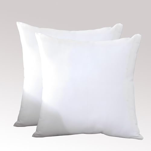 Gyulin Pack of 2 100% Cotton 300 Thread Count Square Home Decorative Throw Pillow Protector Pillow Covers Sofa Couch Cushion Pillowcases with Hidden Zipper Only Cover No Insert 50x50cm White