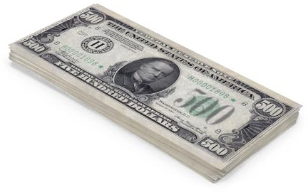 Scratch Cash Dollari Historical - mazzetta da 100 x $ 500 Dollars (Dimensioni Reali), Soldi per Giocare, Props Money