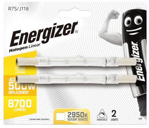 Energizer ECO Halogen 400W (500W Equivalent) Linear Light Bulb, White, Pack of 2, R7s, 400W