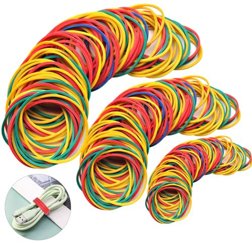 VEPEPE 700 Stück Bunte Gummibänder, Farbige Gummiband 25/38/50 mm, Bunte Haushaltsgummi 1.4 mm Große, Farbe Gummiringe Verschiedene Größen für Haare,Haushalt,Stifte,Katapulte,Rechnungen,Bürobedarf