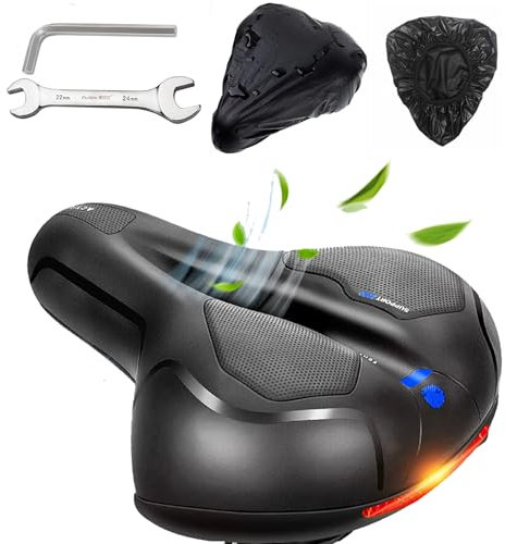 Qcdou Fahrradsattel Herren Damen, bequem Gel Ergonomischer Fahrrad Sattel - mit wasserdichter Abdeckung & Schraubenschlüssel, weich, atmungsaktiv, stoßdämpfend für die meisten Fahrräder(Blau)