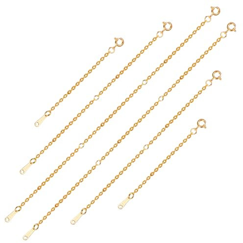 6pcs Necklace Extender Chains, 3 Sizes Jewelry Extenders with Spring Buckle Bracelet Extension Chain Set for Jewelry Making Crafts Necklace Bracelet Anklet(Gold)