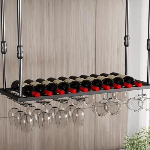 Modern hanging wine racks, ceiling shelf wine rack, Wine Bottles Display Storage Shelf, wine rack wall for wine bottles, floating wine holder, wall-mounted wine glass rack, for Home Restaurant Bars.(6
