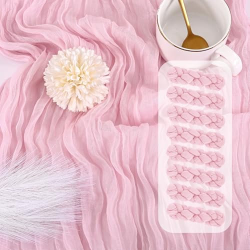 Teruntrue 8 Stück 10 Fuß Hellrosa Käsetuch-Tischläufer 20 x 120 Zoll, Rustikale Gaze Boho für Hochzeitsfeier Brautparty Tischdekoration