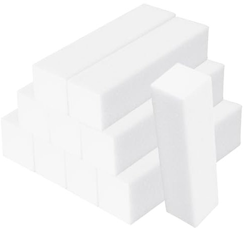 iCovalescent 10 Stück Buffer SchleifblöCke PolierblöCke, mit 4 Feil- und Polierflächen für Maniküre, Pediküre und Nagelmodellage, Nagelstudios, Nail Art zu Hause(Weiß)