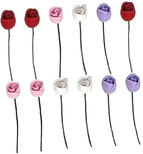 PRETYZOOM 12Piezas Tulipanes Miniatura para Casa de Muñecas Flores Artificiales Realistas Decoración para Miniatura