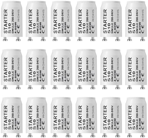 BlueXP 18x Leuchtstoffröhren Starter S10 Longlife 4-80W 200-240V | Zuverlässige S10 Starter mit Einzelschaltung, geeignet für 4-80 Watt Röhren, einfache Montage und lange Lebensdauer
