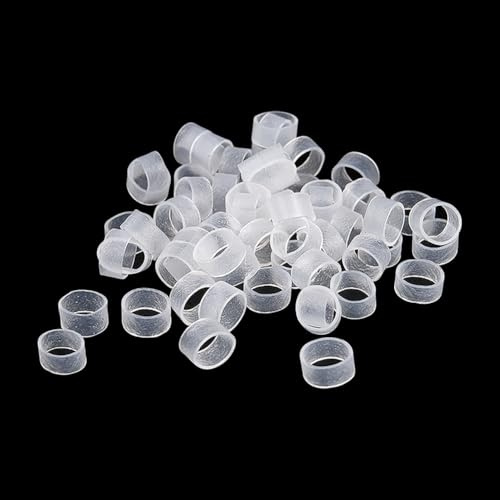 JIHUOO 500 Pcs Clear Small Rubber Bands - 10x5mm Elastic Silicone Cable Ties and Rings, Heavy-Duty