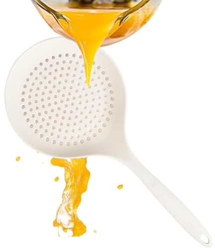 Cuchara de espuma de silicona – Cuchara goteante para cucharilla Skimmer tamiz ? Cuchara de espuma resistente al calor con una asa larga – Para espaguetis