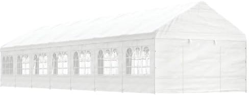 Xichuzi Pavillon mit Dach Weiß 15,61x4,08x3,22 m Polyethylen, Gartenpavillon, Faltpavillon, Pergola, Partyzelt, Standmarkise, Sonnenzelt, Garten Pavillion, Grillpavillon3155491