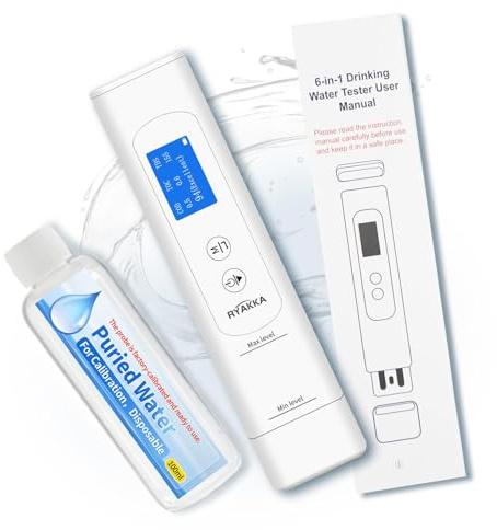 RYAKKA 6-in-1 Smart Trinkwasser Tester mit 4-Stufen-Bewertung,TDS & EC Messgerät für TOC, COD, UV275 & Temp | Schnelle Wasserqualitäts analyse für Haushalt, Wasserfilter, Outdoor & Camping