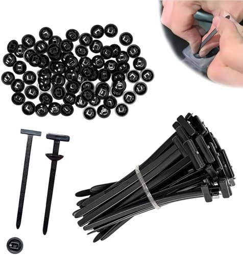Nylon Universal Cable Tie Buckle, 100PCS Heavy-Duty Self-Locking UV-Resistant Wire Nylon Zip Tie Holders, Universal Push Mount Zip Tie Holders, Bumper Retainer Clips, Car Plastic Rivet Fasteners