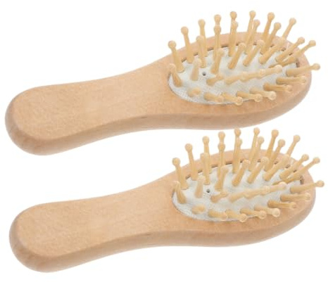 WOFASHPURET Lot De 2 Brosses à Cheveux En Bois Bambou 12x4,5 Cm Peigne à Dents Larges Massage Cuir Chevelu Pour Femmes Hommes Garçon Et Filles Usage Quotidien Voyage