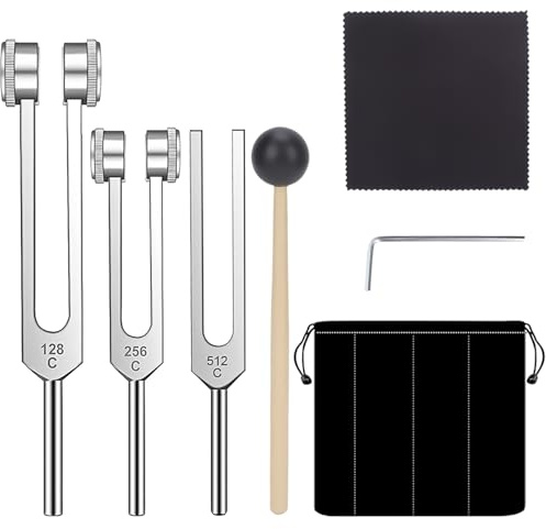 Tuning Forks for Healing, 128Hz, 256Hz, 512Hz Body Weighted Tuning Fork Aluminum Alloy Non-Magnetic Tuning Fork Set for Chakra Healing, Sound Therapy