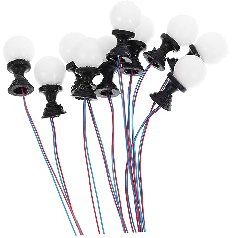 ibasenice 10 Pezzi Lampada Colonna in Miniatura da Tavolo con Granuli per Paesaggio, Decorazione Stabile in ABS, Rapporto 1:87, Fai da Te