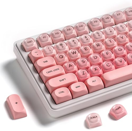 OHY XVX Blush Pink Jelly Keycaps 132 Keys MX Mechanical Keyboard Custom Set | HOA profile keycaps, full 132-key set compatible with MX switches, matte smooth texture for mechanical keyboard