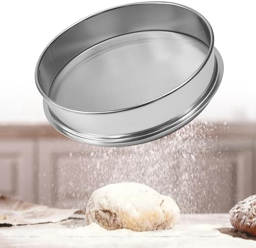 FuxFuis Setaccio per Farina Rotondo in Acciaio Inox 304, Setaccio da Forno Professionale Maglia Fine, ​Scolapasta in Metallo da 150 Maglie per Farina, Riso, Cereali, Frutta, Verdura - Diametro: 20 cm