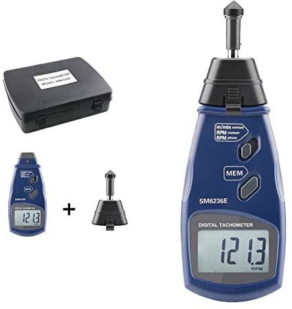 Estroboscopio, Tacómetro de contacto digital Rpm Medidor Herramientas de medición de Tach de datos de datos sin contacto SM6236E