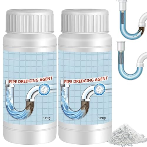 2PCS Powerful Drain Unblocker Powder,Sink & Toilet Unblocker, Fast-Acting Drain Cleaner for Kitchen Sink, Shower, Bathroom Dr/ain, Home Cleaning Supplies & Products,Effective cleaning & deodorization