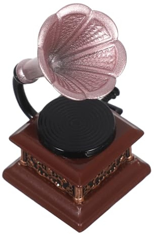 HOMSFOU Décoration Miniature Phonographe Retro Figurine Tourne-disques pour Maison de Poupée Mobilier Salle Musique