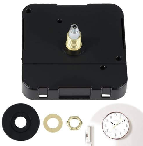 Amztour Uhrwerk Wanduhr Funk 17mm Uhrwerke Zum Selbsteinbau 12888 Serie Quarz DIY Wanduhr Bewegungsmechanismus Lautlos Geräuschloses Uhrwerk Schwarz Funkuhrwerk für Ersatz DIY(Ohne Zeiger)