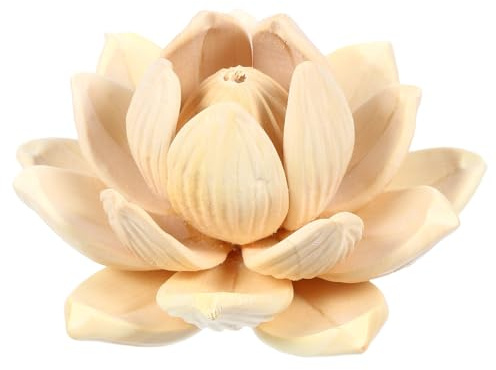 AKOOSY Adorno de Loto de Madera Tallada a Mano Gran Flor de Boj para Decoración de Mesa Accesorio DIY para Decoración del Hogar Adorno de Escritorio Adecuado para Sala y Dormitorio