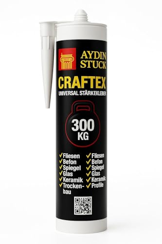 CRAFTEX Universal Montagekleber 300 KG – Starker Stärkekleber für Fliesen, Holz, Stein, Spiegel, PVC, Keramik und Akustik Paneele – Hochleistungs Kleber