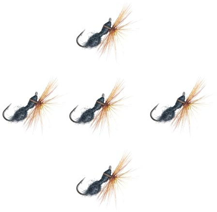 Zkydhbd Lot de 5 appâts flottants pour pêche à la mouche sèche - Fourmis noires - Avec crochet - Appâts de pêche en eau naturelle