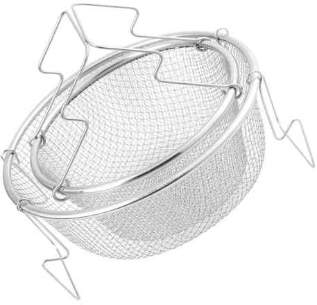 JOINPAYA 2pcs Stainless Steel Frying Basket with Folding Handle, round Snack Strainer Sieve for Deep Fryer, 18cm and 22cm Cooking Basket for French Fries and Chicken Wings