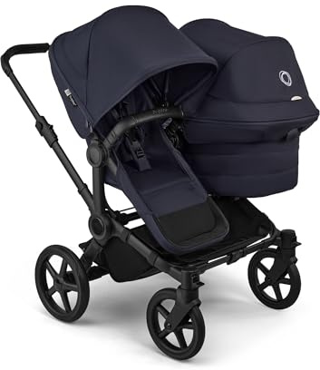 Bugaboo Donkey 6 Double, Geschwisterwagen für Baby & Kleinkind, Doppelkinderwagen mit wendbarem Sitz und Liegewanne, komfortable Einhand-Lenkung, Deep Indigo