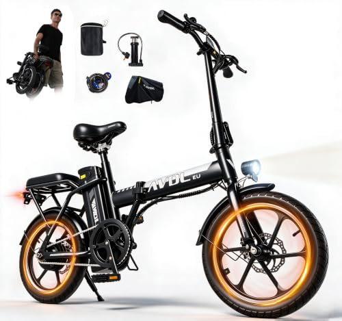 Vélo Électrique Adulte 16, Batterie Amovible 36V 12,8Ah, Autonomie 35 km, Assistance au Pédalage, Bicyclette Pliante pour Déplacements Urbains, Double Freinage, Modèle Mixte E-Bike，Max 120 kg